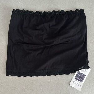 Hanky Panky black cotton bandeau w/lace trim size small nwt